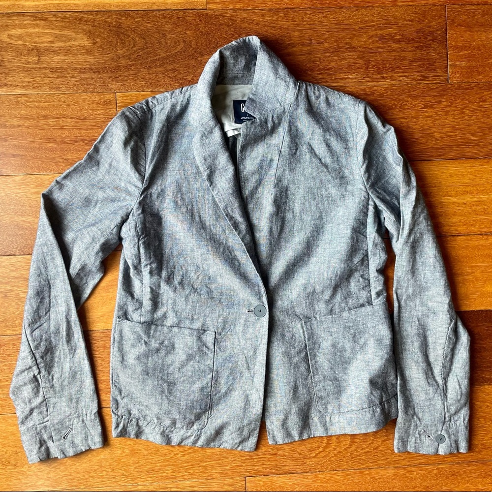 Gap navy chambray linen blazer size 0